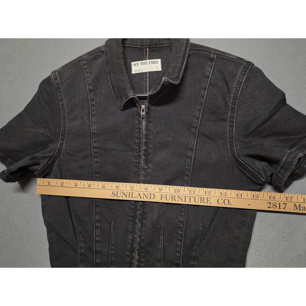Free People We The Free Jayde Flare Jumpsuit Black Mamba Denim Size Small - Picture 6 of 9